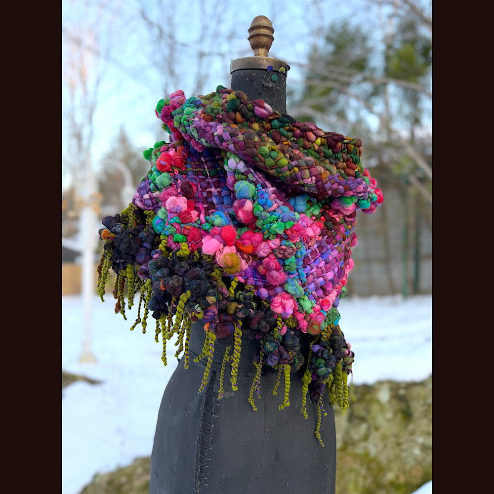 Handmade wool Woven Scarf shawlette 19” X 18”