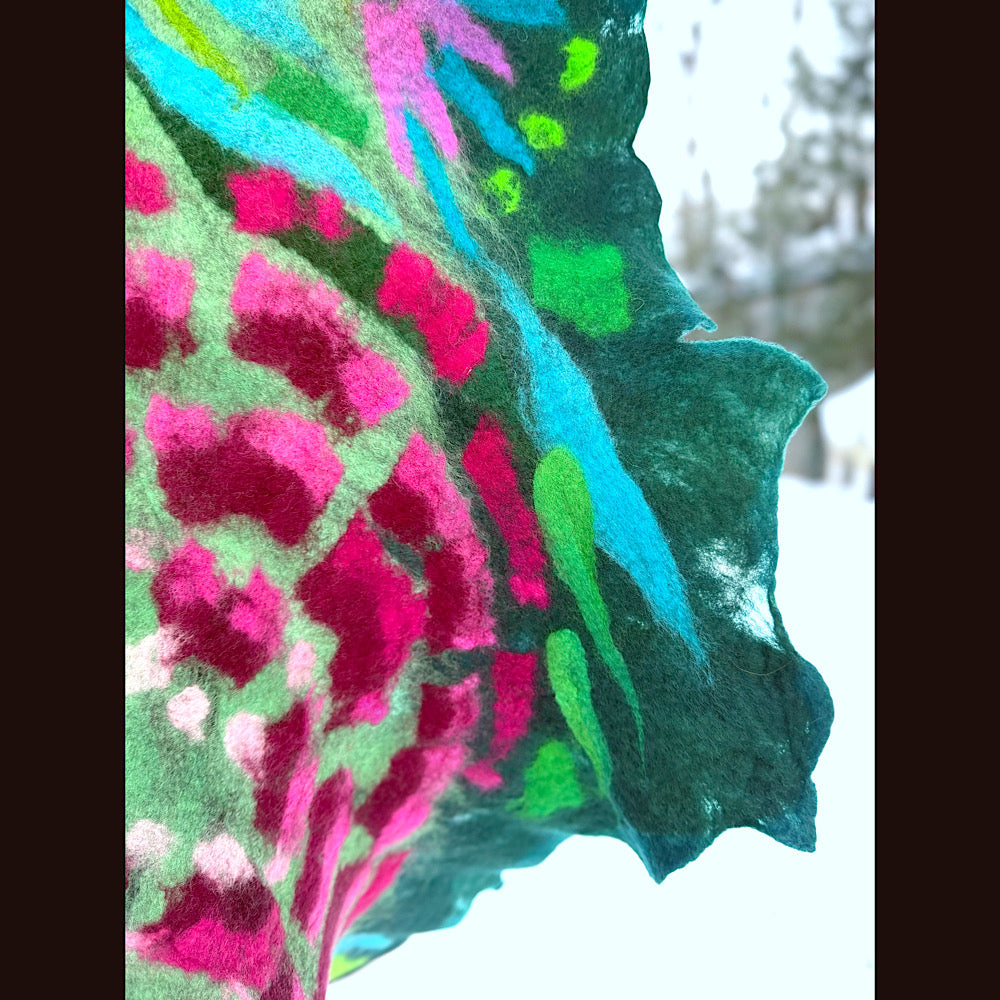 Handmade wool Felted Scarf 90” X 24”