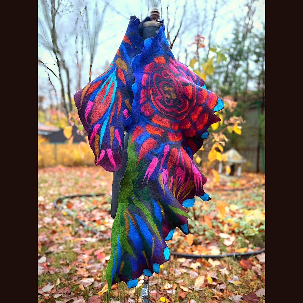 Handmade wool Felted Scarf 78” X 16”