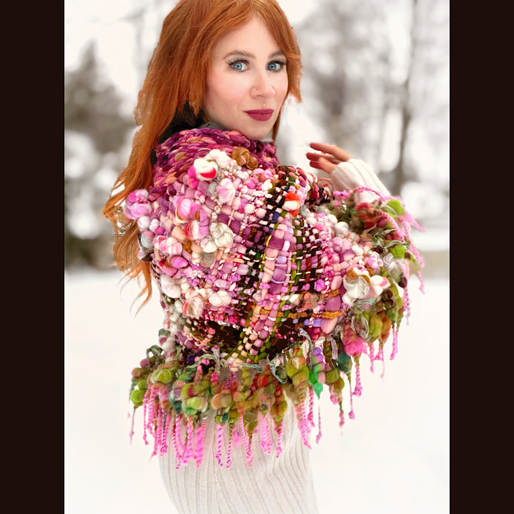 Handmade wool Woven Scarf shawlette 26”X  20” larger size