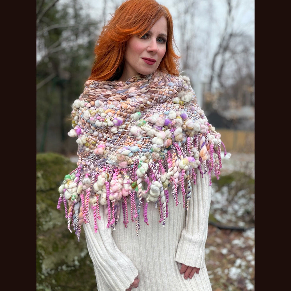 Handmade wool Woven Scarf shawlette 19”X 20”