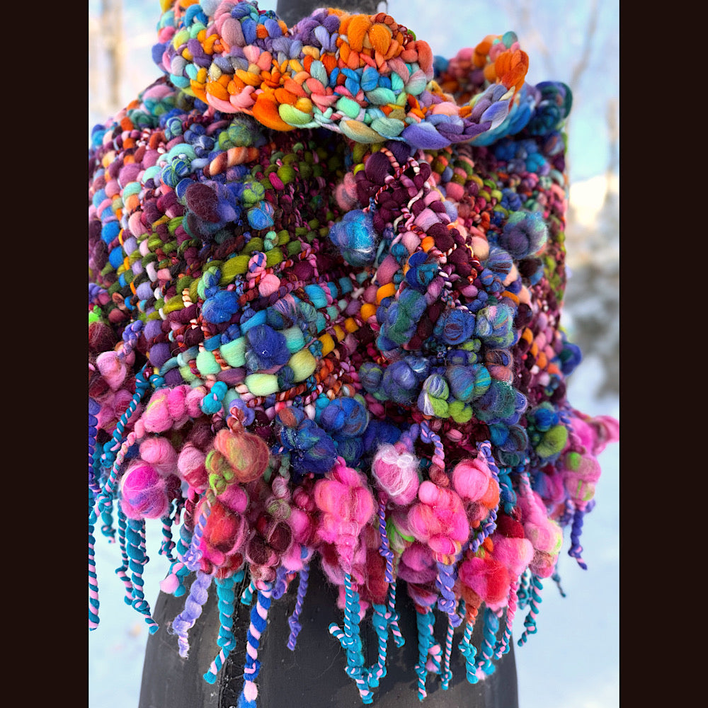 Handmade wool Woven Scarf shawlette 26”X  18” larger size