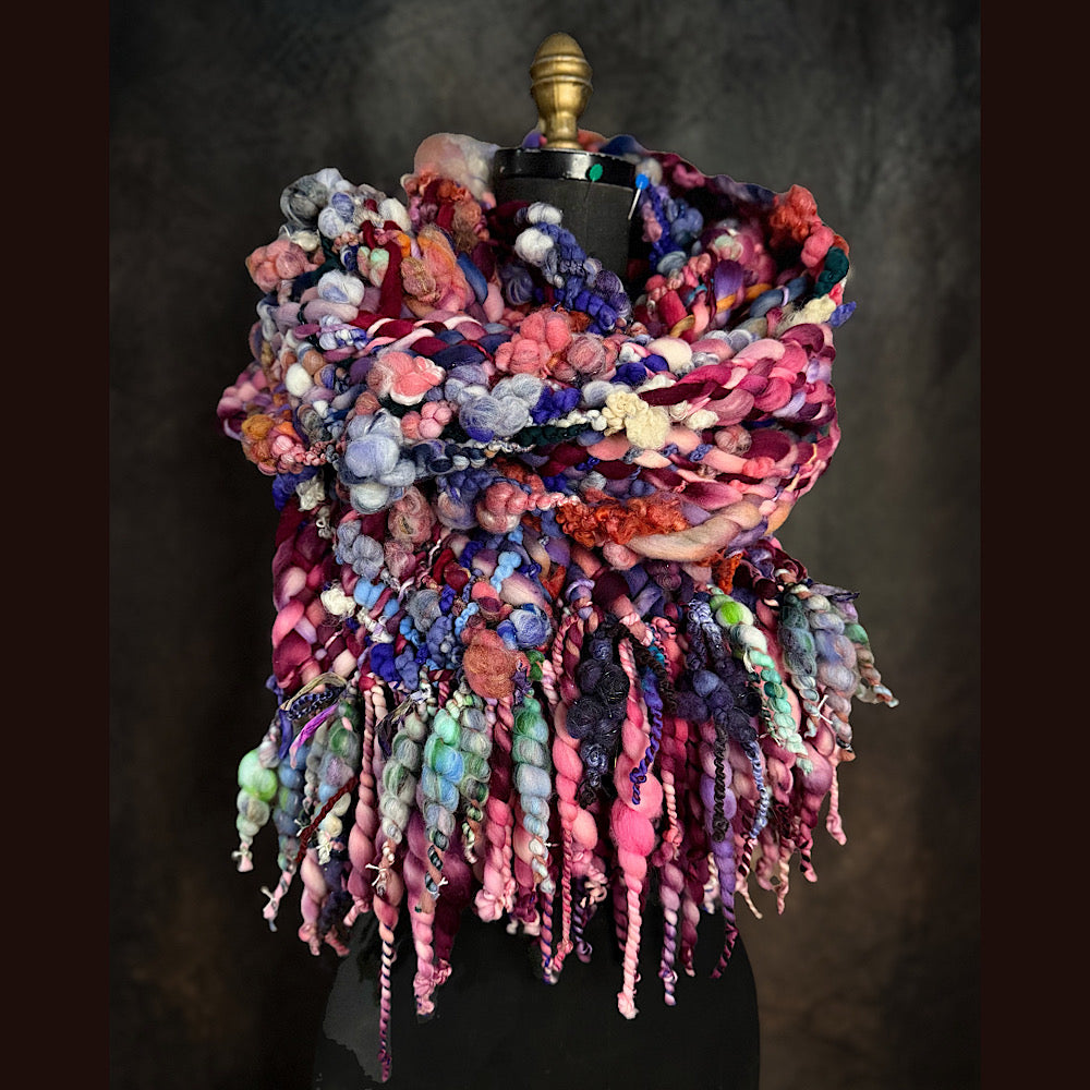 Handmade wool Woven Scarf 88” X 11”