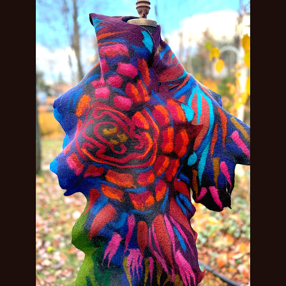 Handmade wool Felted Scarf 78” X 16”