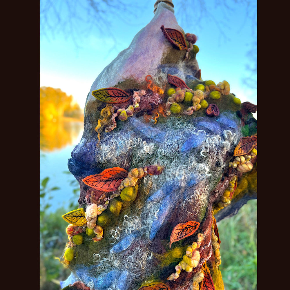 Chicoutimi river felted shawl 59” X 22”