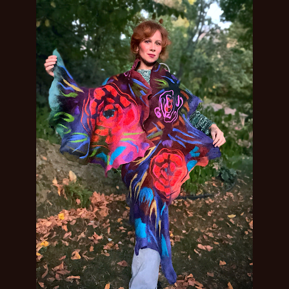 Handmade Felted Wool Scarf 82” X 29”