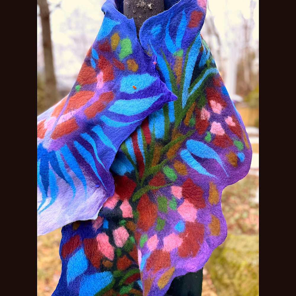 Handmade wool Felted Scarf 80” X 19”