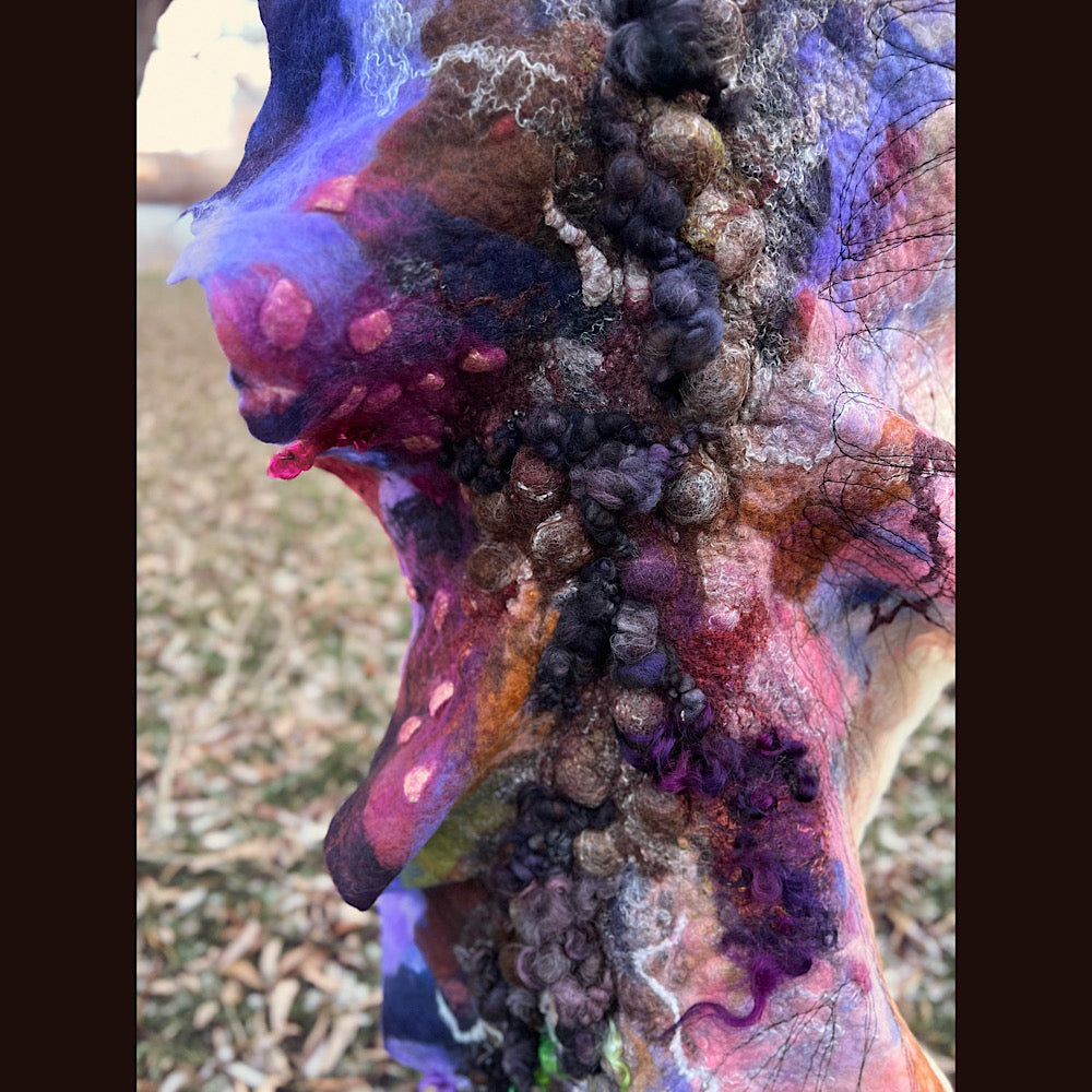 Last rays before dawn felted scarf 69” X 20”