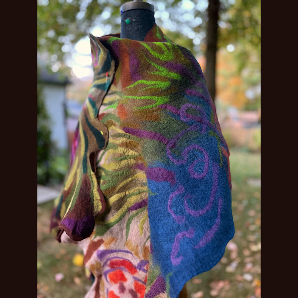 Handmade Felted Wool Scarf 80” X 22”