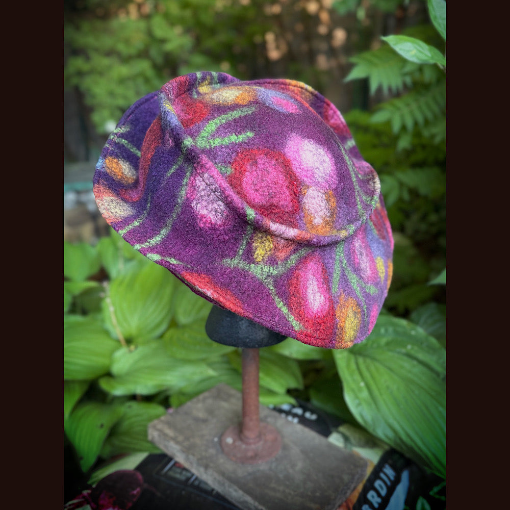 OOAK Handmade wool Felted hat 23.5” medium