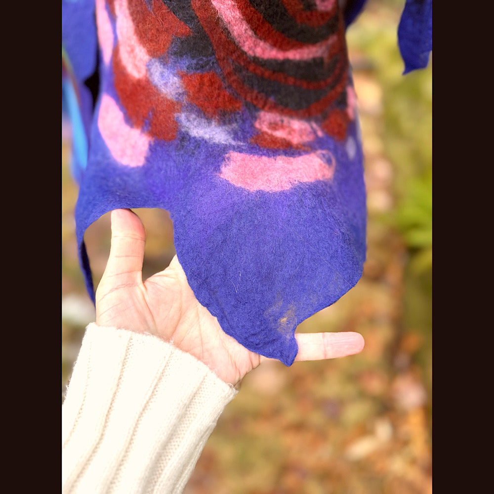 Handmade wool Felted Scarf 80” X 19”