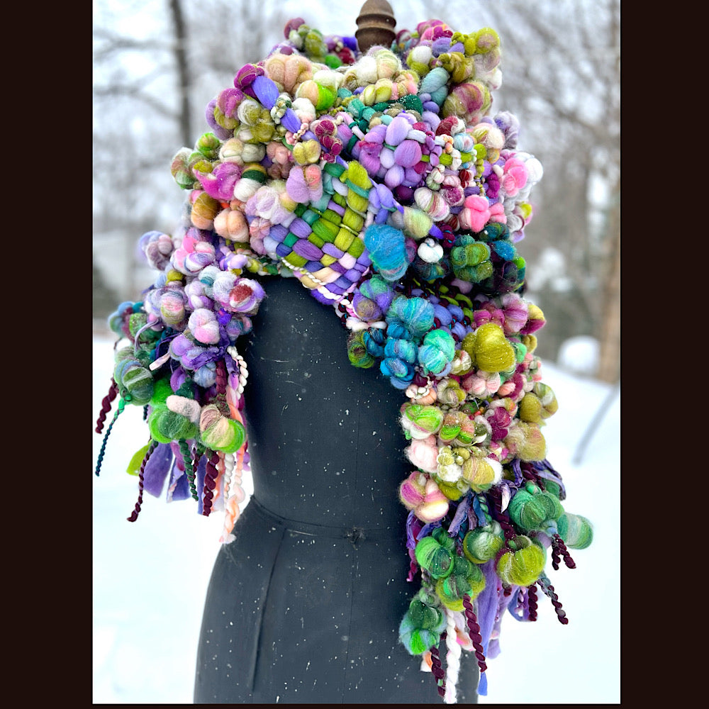 Winter rose Woven art yarn Scarf 100” X 7-8”