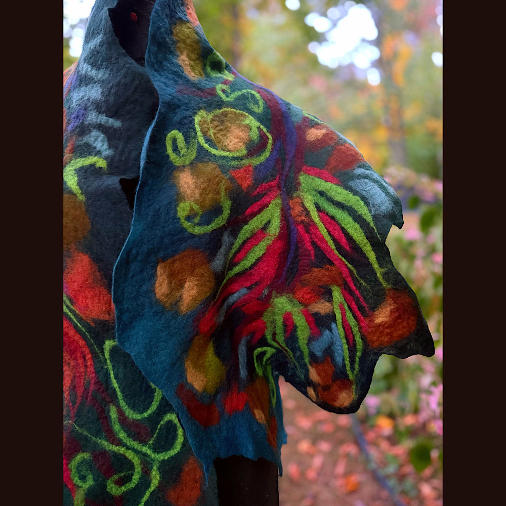 Handmade Felted Wool Scarf 85” X 21”