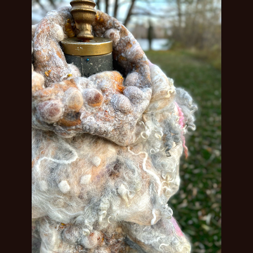 L’Esprit du bois 2024  felted shawl 72” X 22”