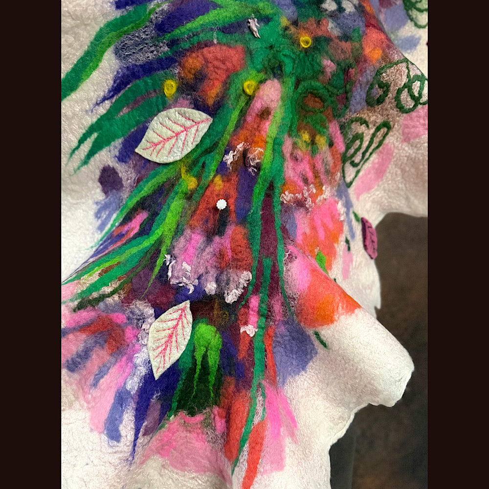 OOAK Handmade wool Felted Scarf 80” X 18”