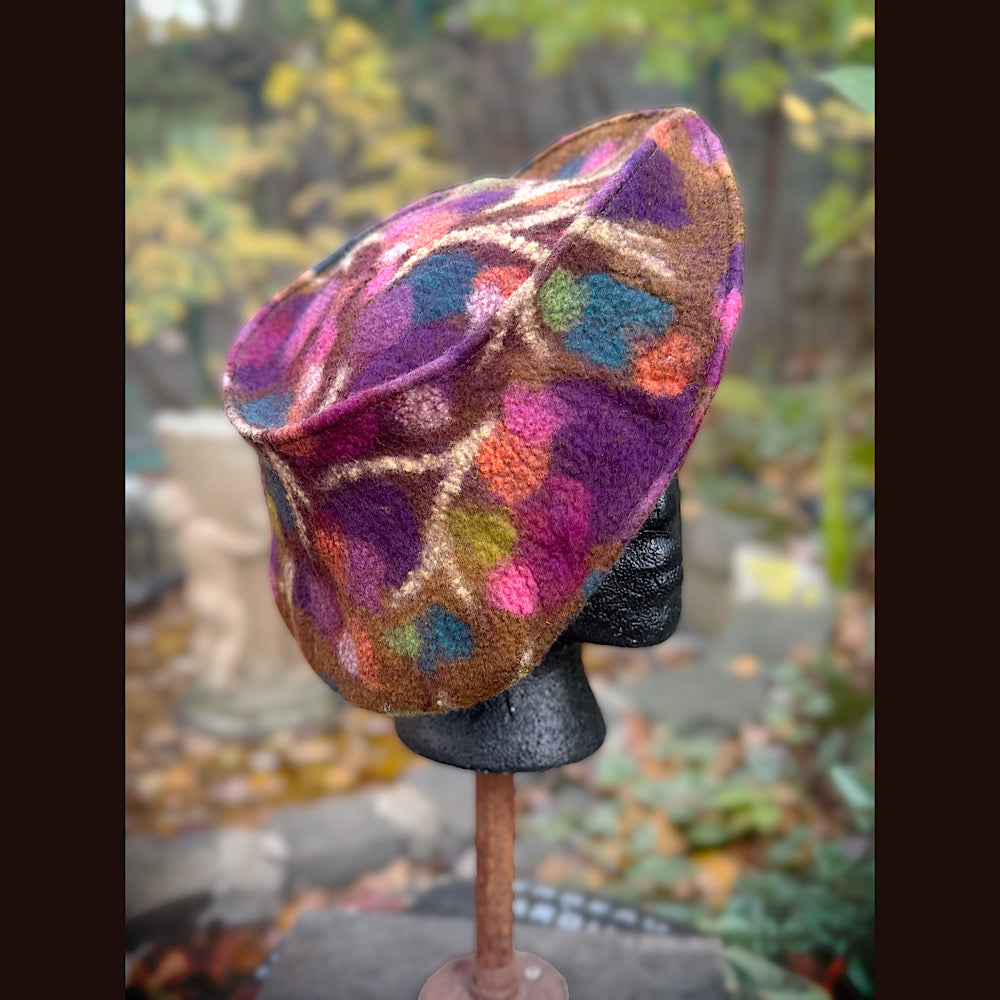 OOAK Handmade wool Felted hat 22.5” small