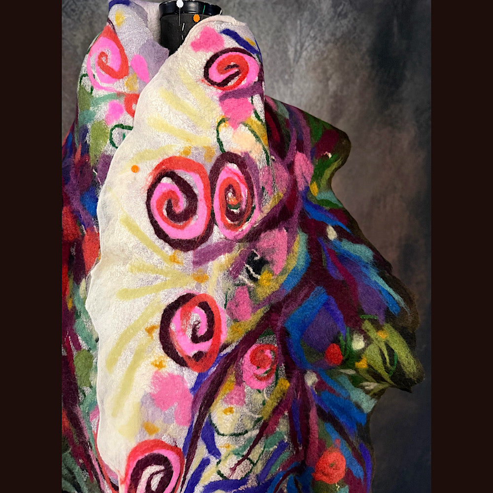 OOAK Handmade wool Felted Scarf 84” X 18”