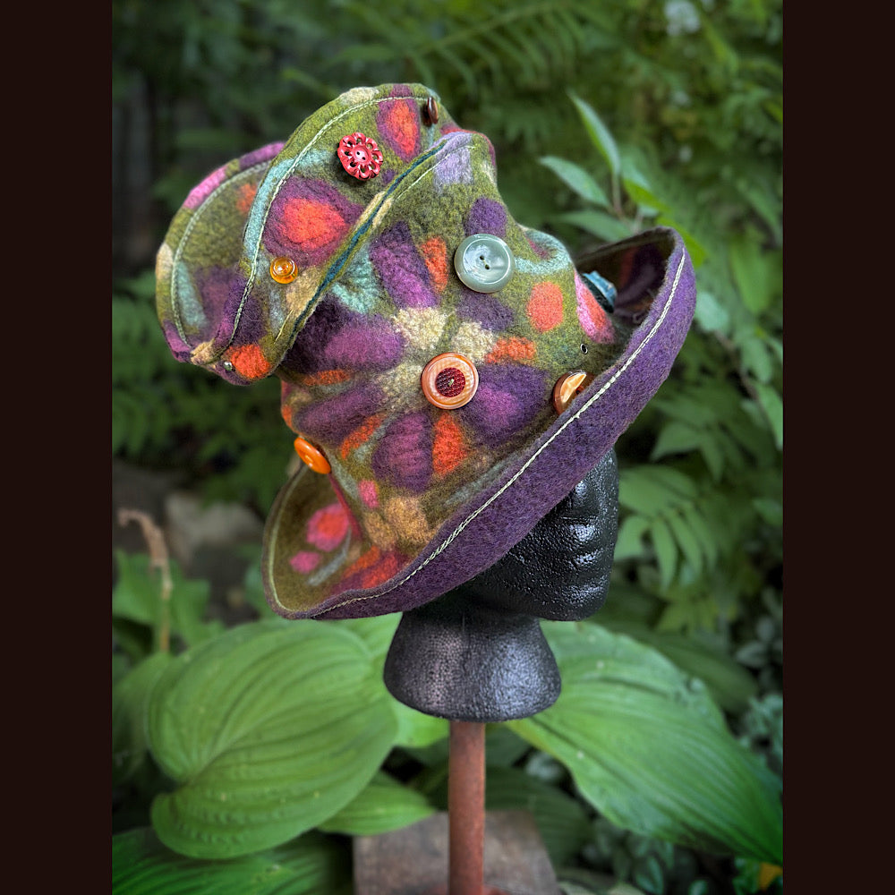 OOAK Handmade wool Felted hat 22” small