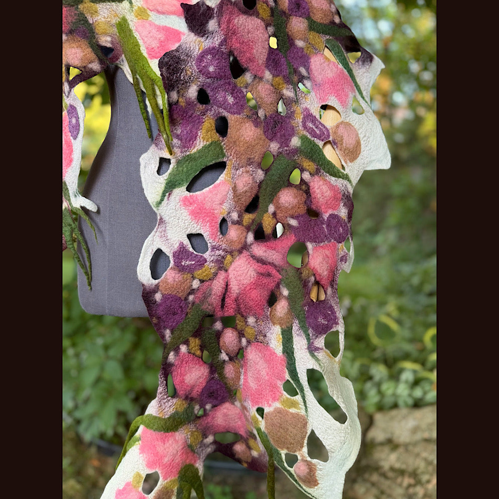 OOAK Handmade wool Felted Scarf 82” X 23” Original art work