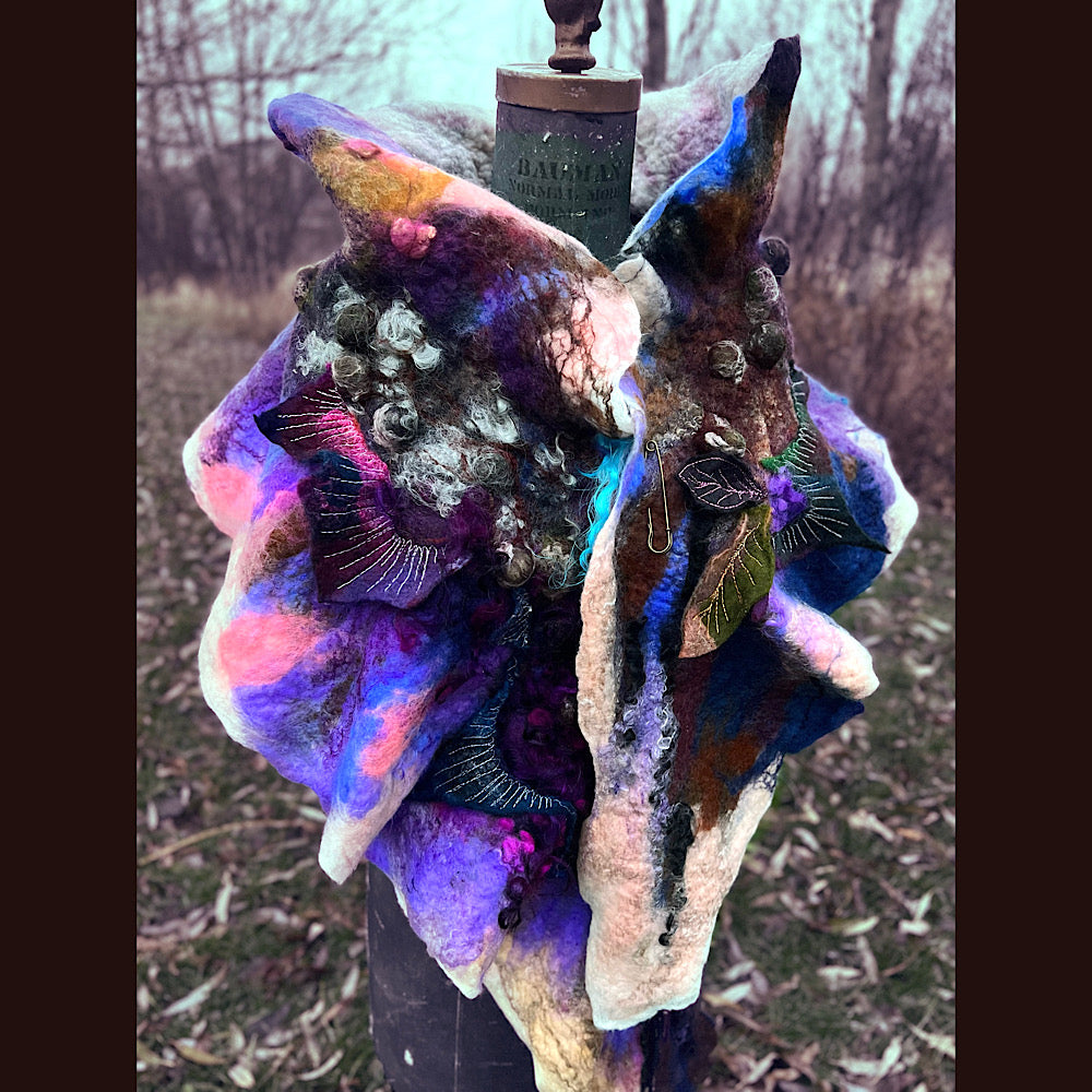 Soleil d’hiver felted scarf 75” X 18”