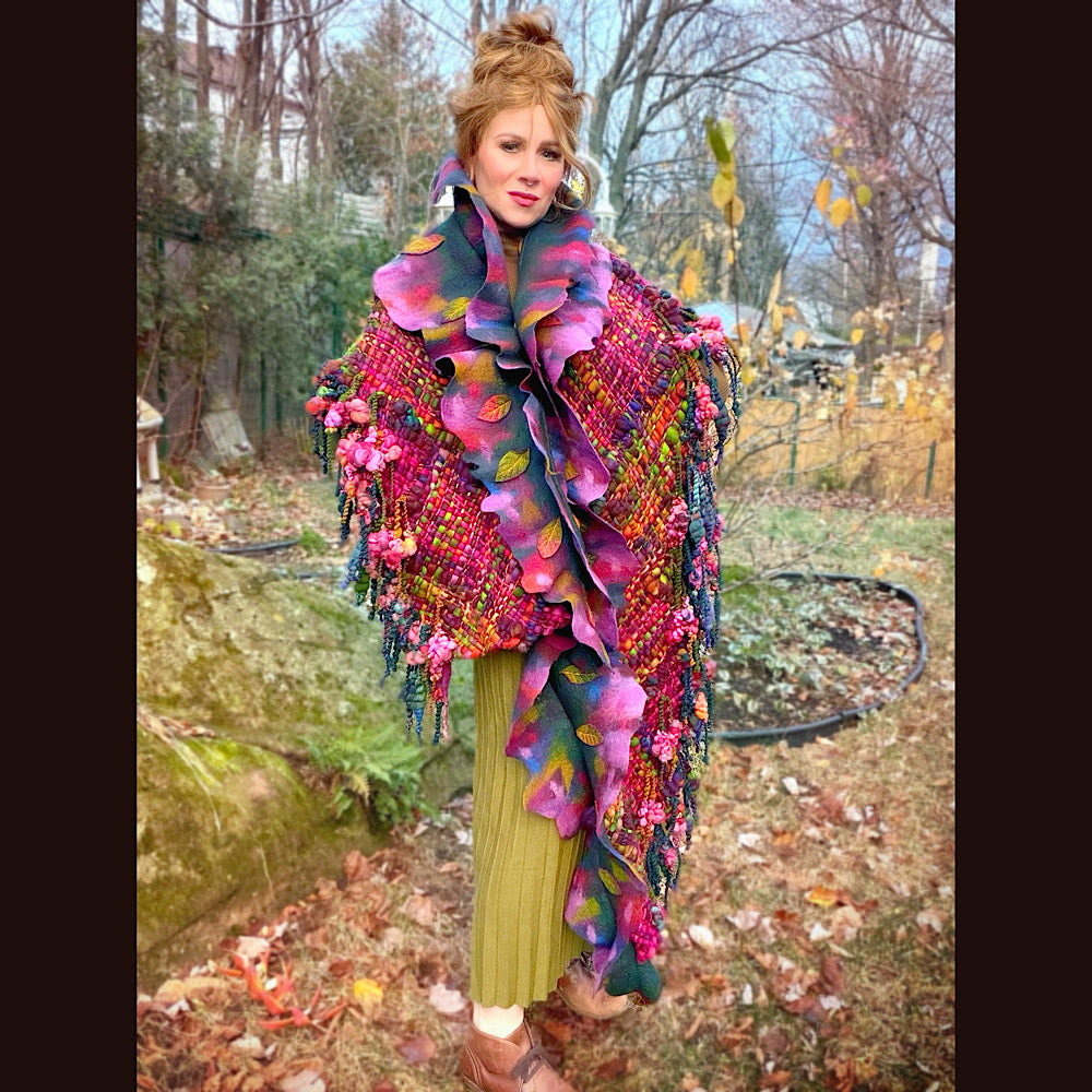 Handmade wool Felted Scarf 90” X 16”