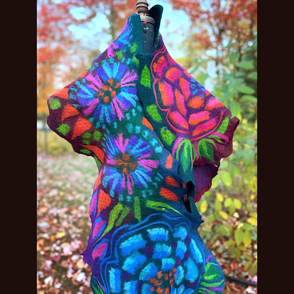 Handmade wool Felted Scarf 82” X 31”