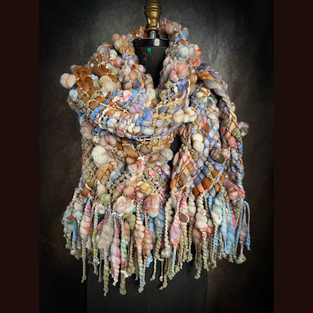 Handmade wool Woven Scarf 88” X 11”