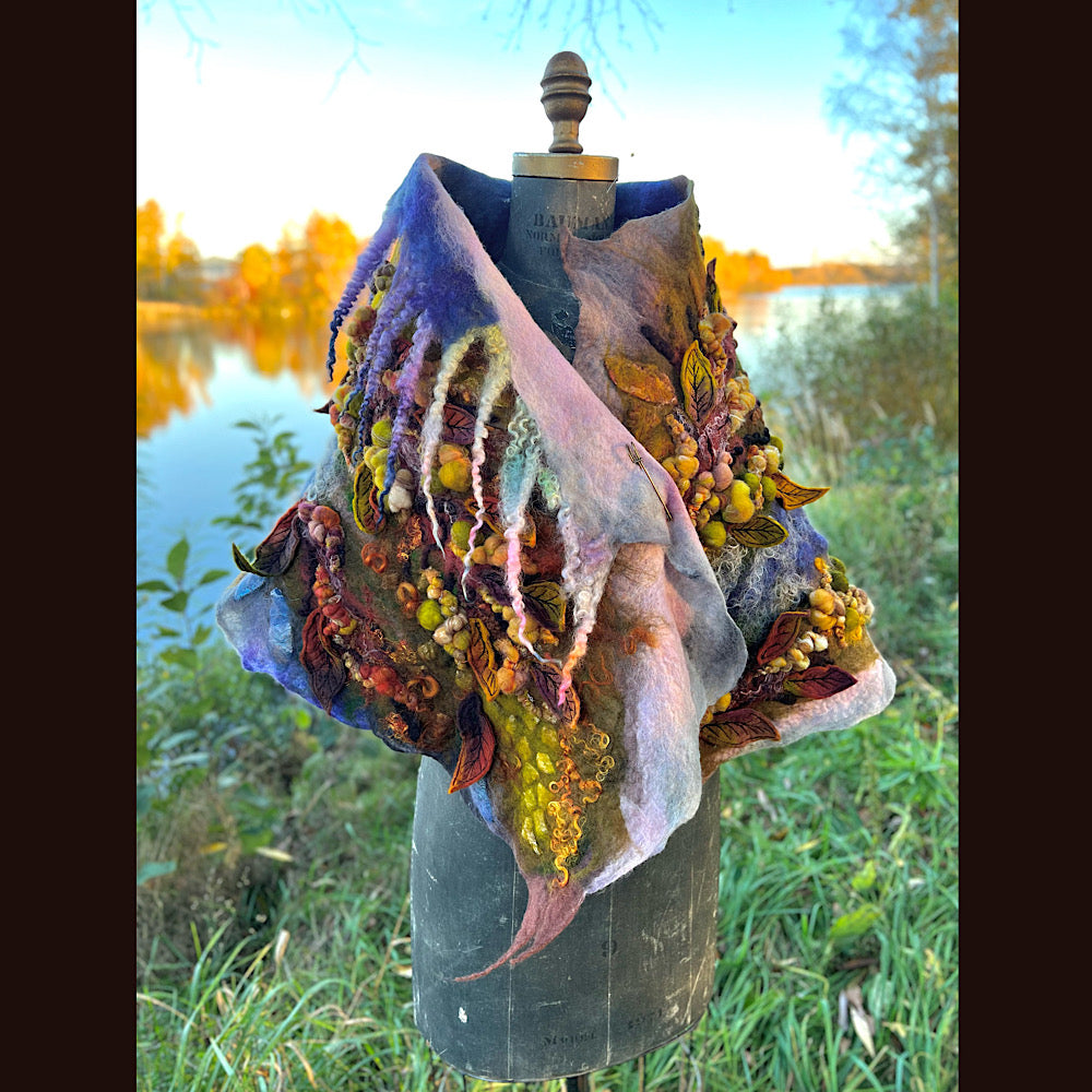 Chicoutimi river felted shawl 59” X 22”