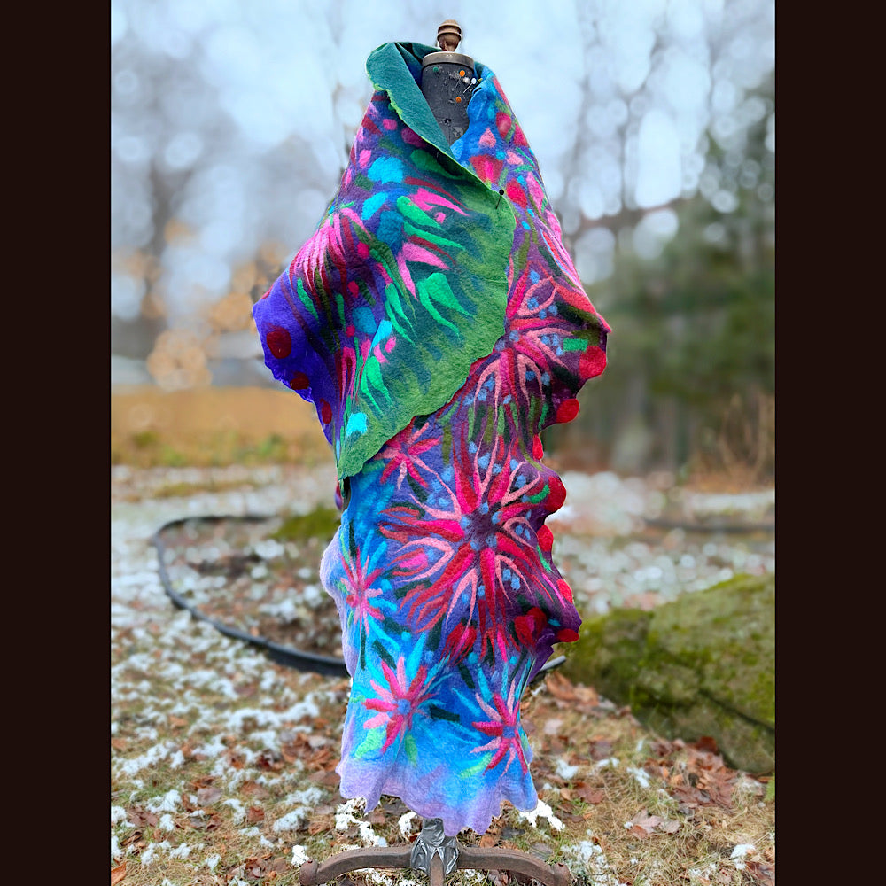 Handmade wool Felted Scarf 88” X 22”