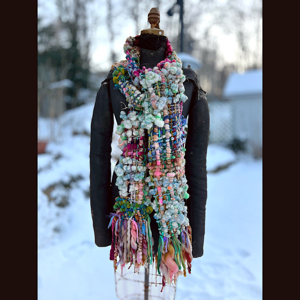 Woven art yarn Scarf 90” X 7”