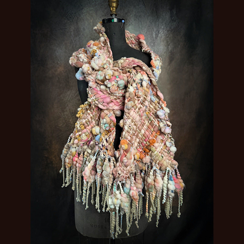 Handmade wool Woven Scarf 90” X 11”