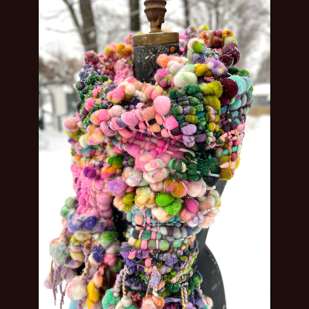 Frosted primroses woven art yarn Scarf 102” X 7”