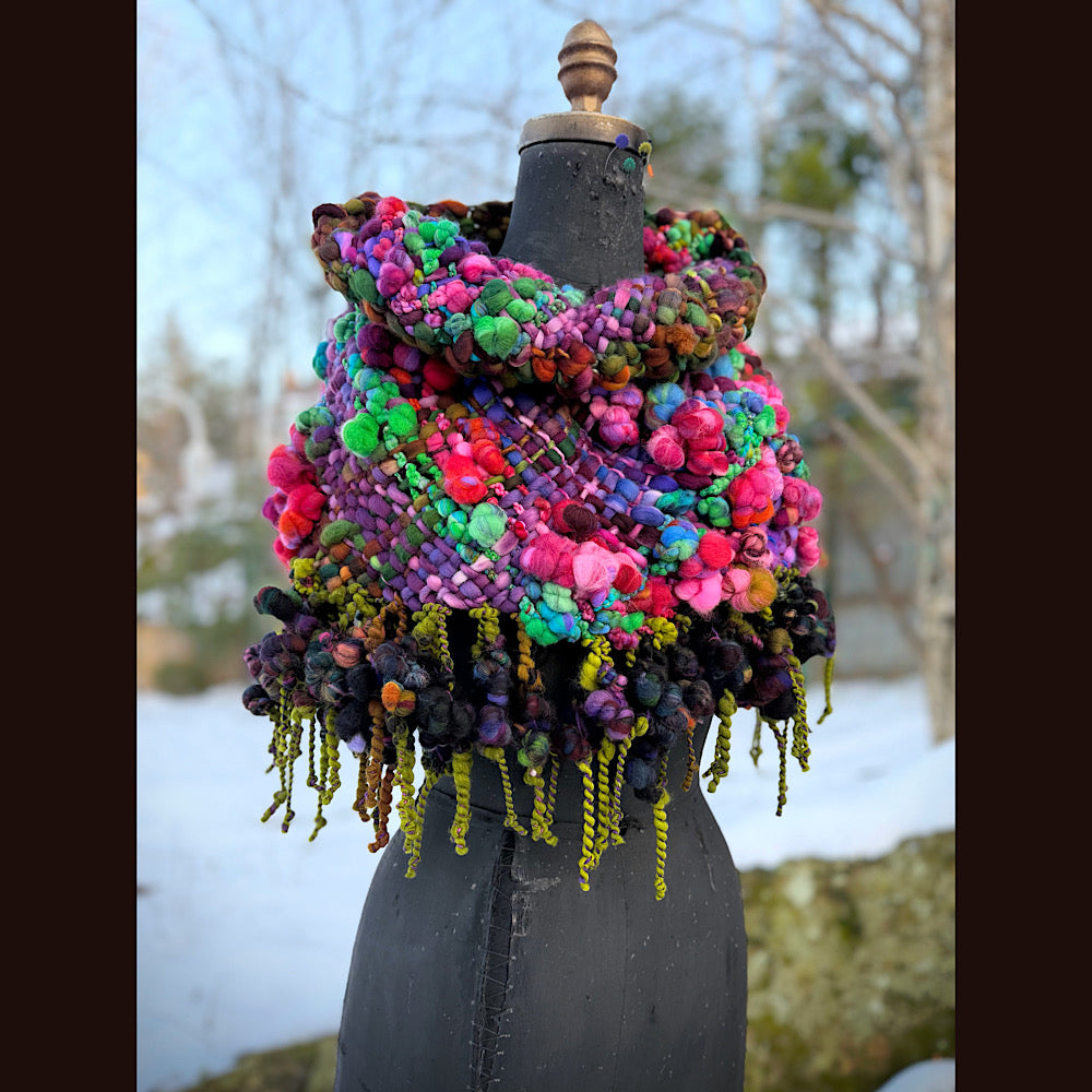 Handmade wool Woven Scarf shawlette 19” X 18”