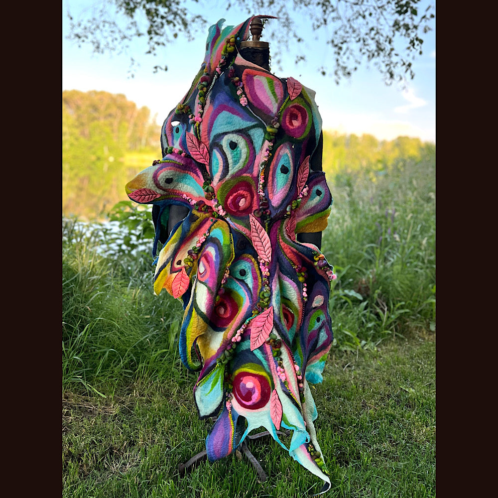 Large Felted Shawl 70” X 28