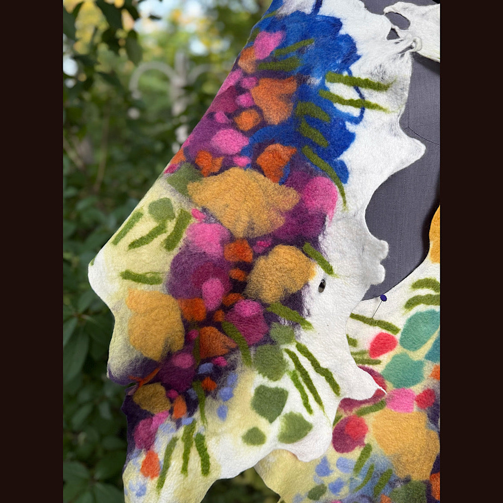 OOAK Handmade wool Felted Scarf 88” X 22” Original art work