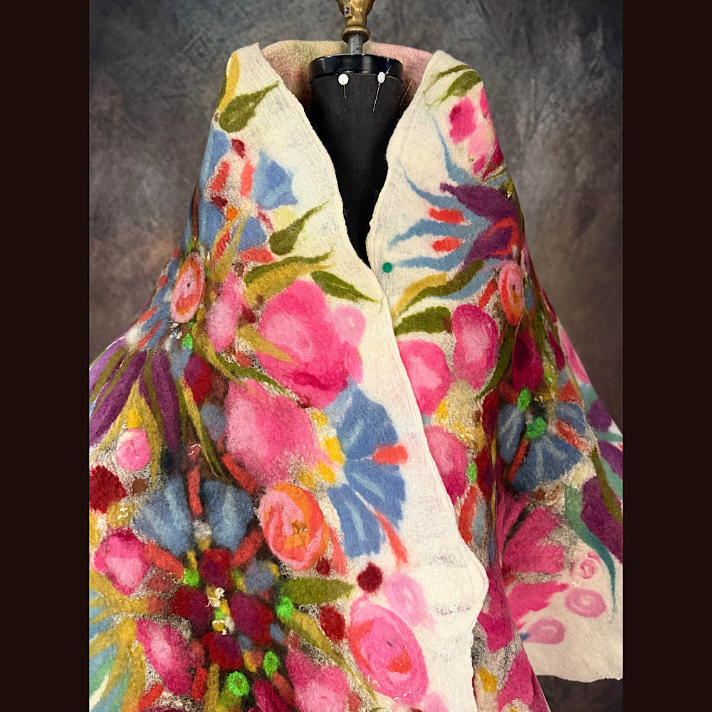 OOAK Handmade wool Felted Scarf 80” X 17” Original art work