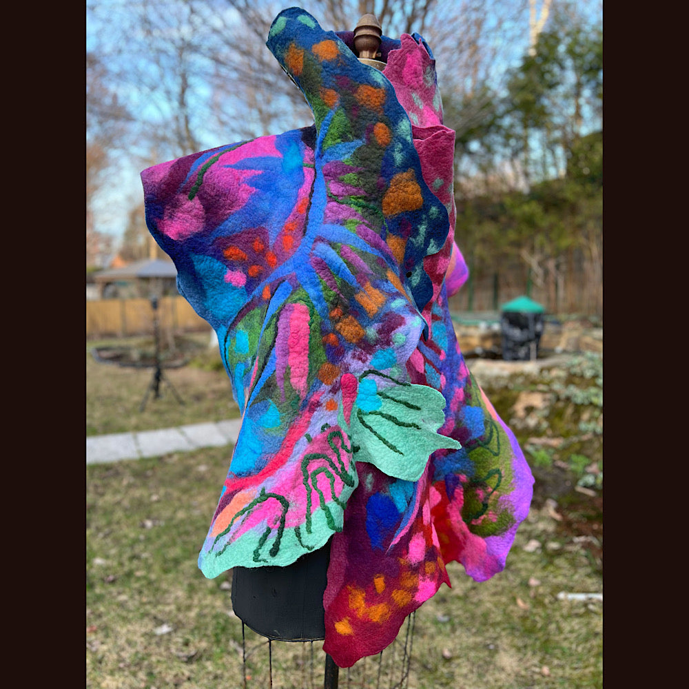 Caterpillar Felted Shawl 76” X 20”