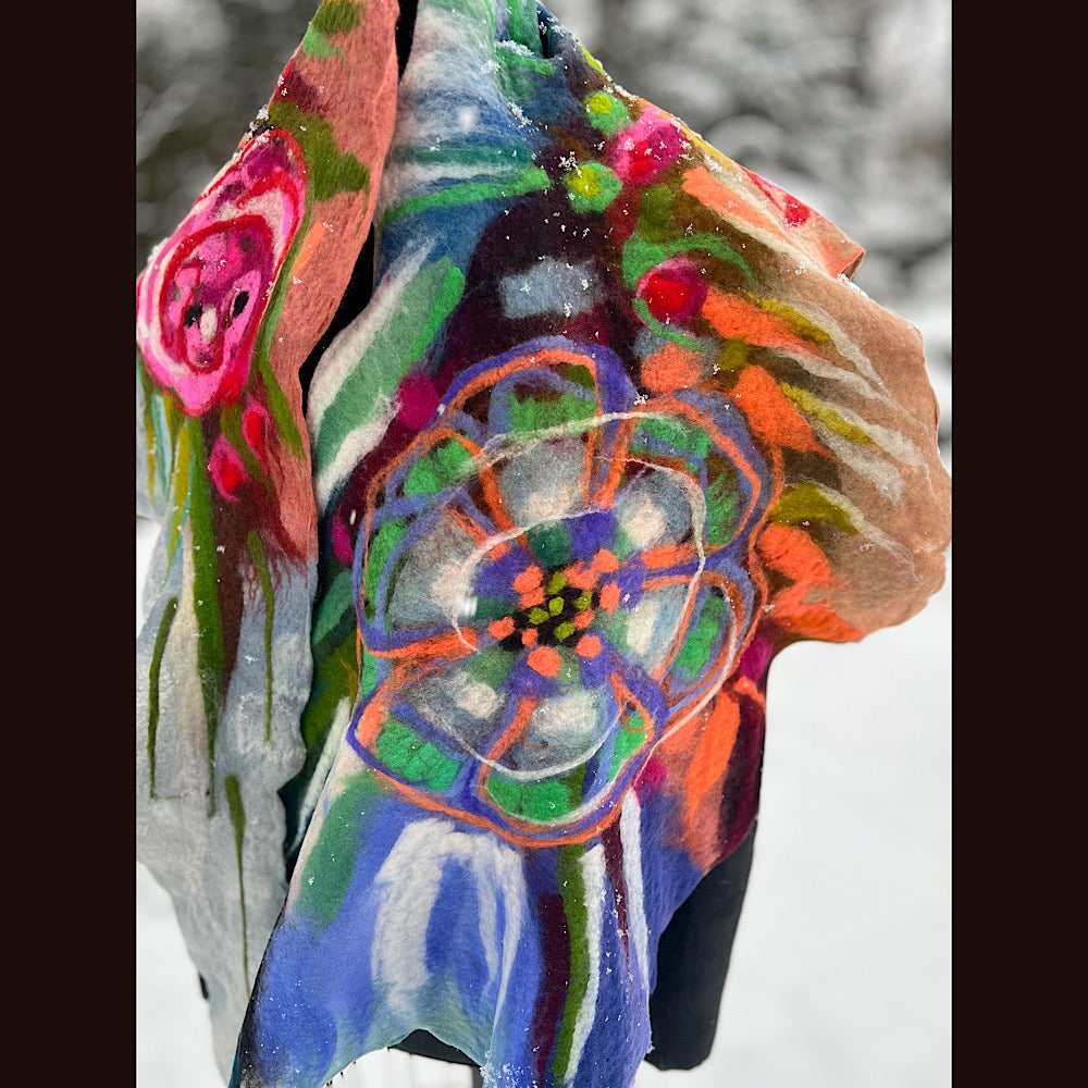 Rose Felted Shawl 84” X 21”