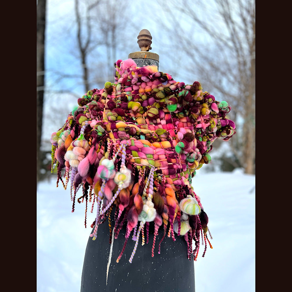 Winter rose Woven art yarn Giant cowl