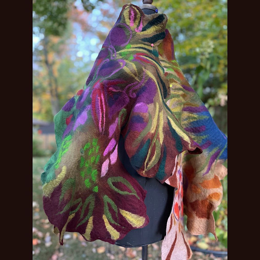 Handmade Felted Wool Scarf 80” X 22”