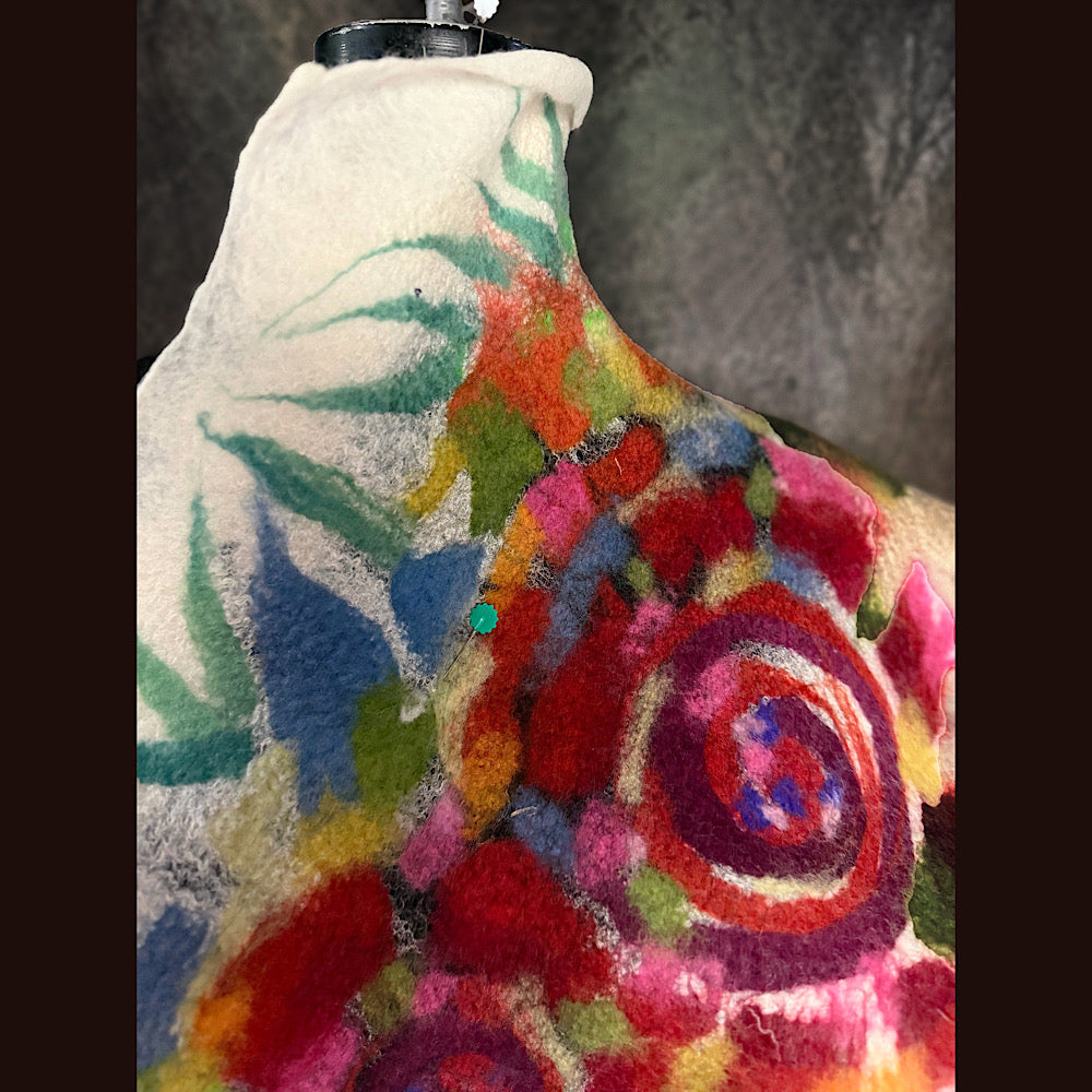 OOAK Handmade wool Felted Scarf 85”X 16” Original art work