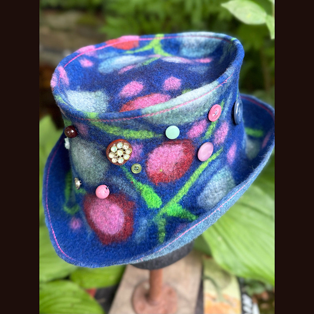 OOAK Handmade wool Felted hat 23.5” medium Silk lining