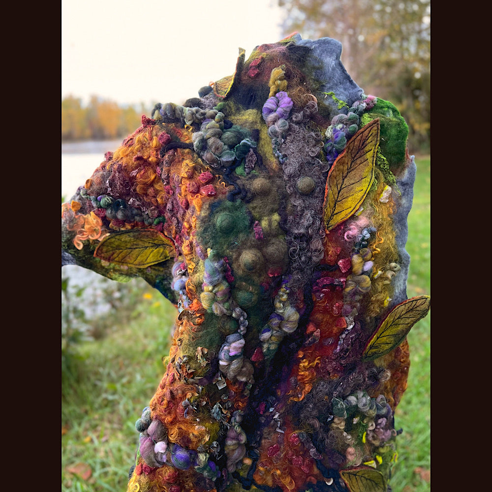 Appalachian trail felted shawl 56” X 22”