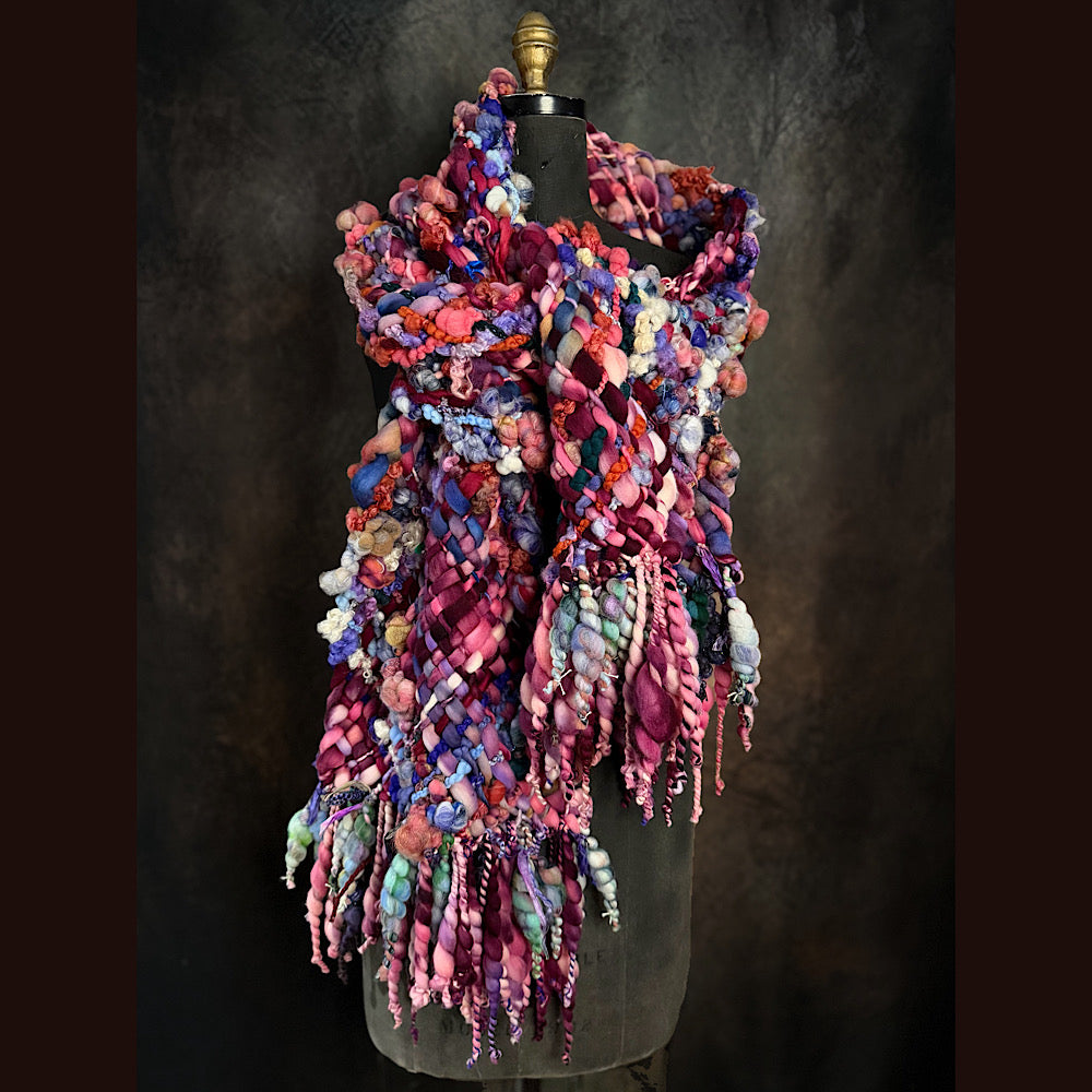 Handmade wool Woven Scarf 88” X 11”