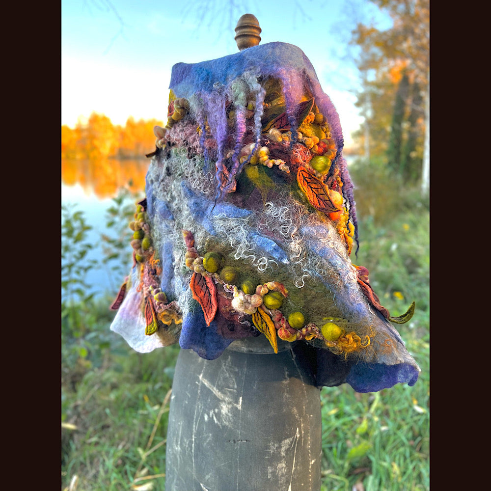 Chicoutimi river felted shawl 59” X 22”