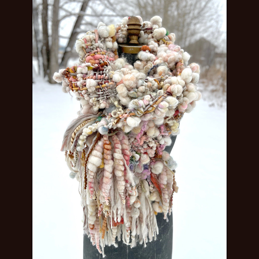 The Snow Rose Scarf 92” X 10”  1.2 pound