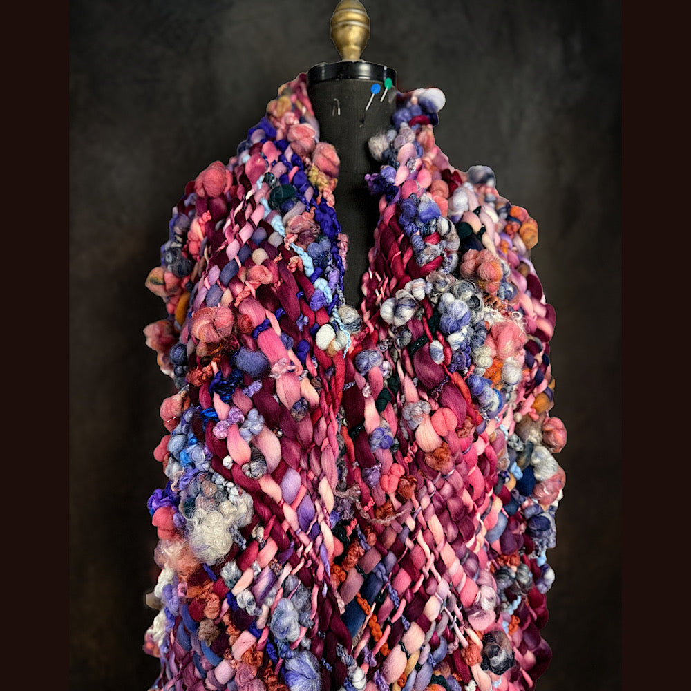 Handmade wool Woven Scarf 88” X 11”