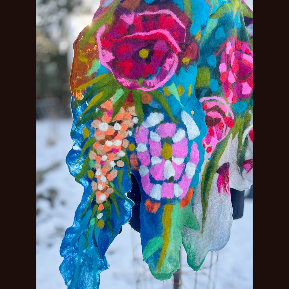 Rose Felted Shawl 84” X 21”