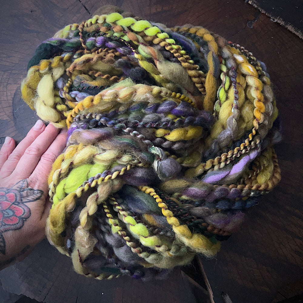 Hand spun spiral yarn 2.4 oz