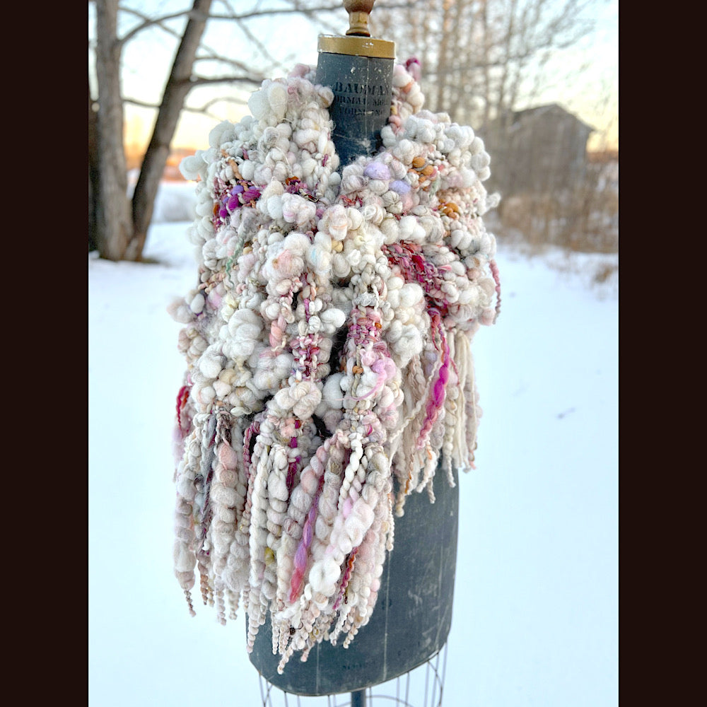 The Snow Rose Shawl  64” X 22”  1.3 pound